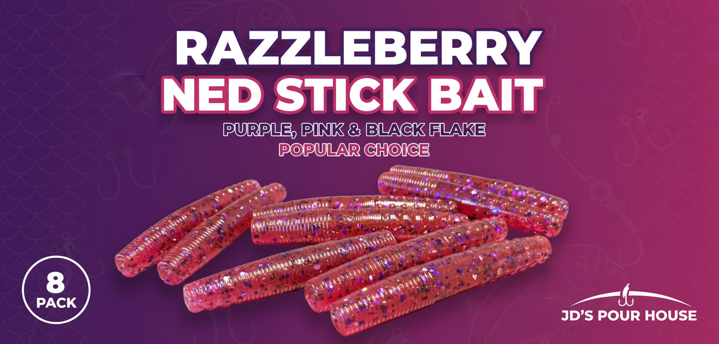 Razzleberry NED Stick Bait Banner with Real Product
